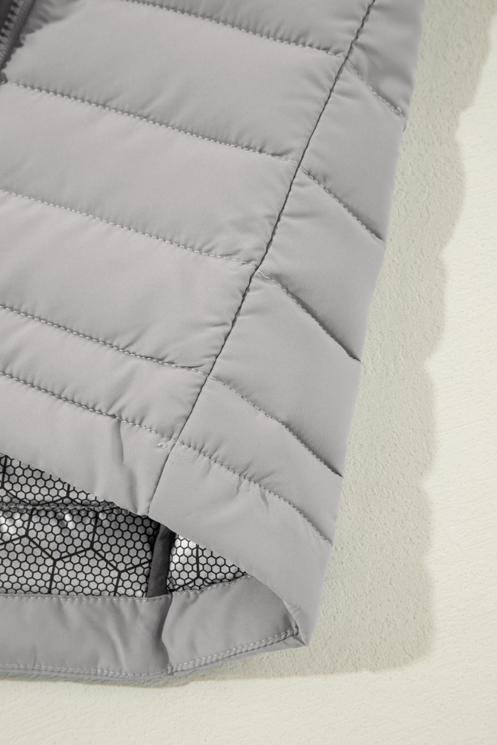 Plush Collared Quilted Zipped Puffer Vest | Silvery