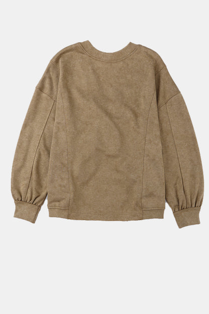 Exposed Seam Twist Open Back Oversized Sweatshirt | Khaki