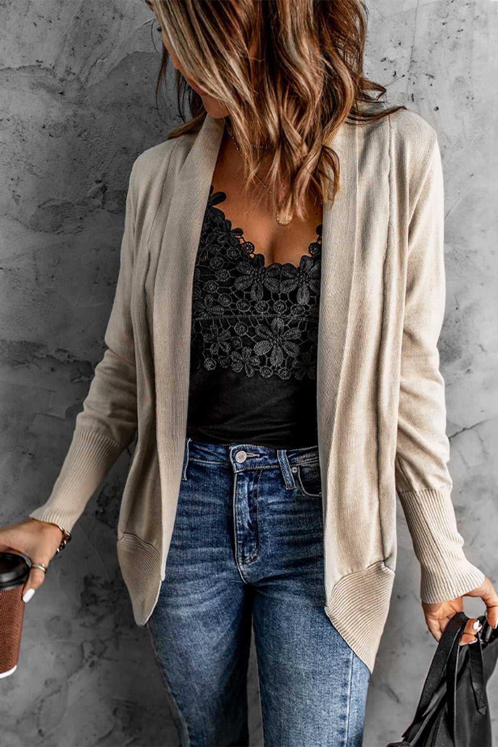 Super Soft Long Sleeve Open Cardigan | Khaki