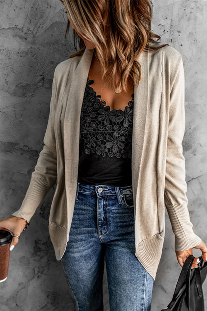 Super Soft Long Sleeve Open Cardigan | Khaki