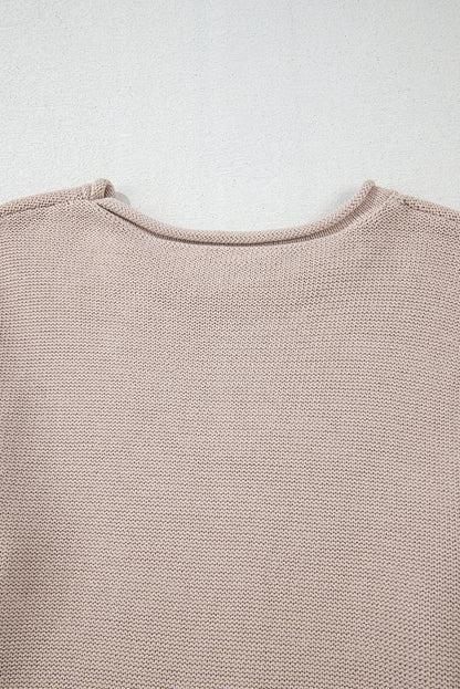 Colourblock Exposed Seam Round Neck Sweater | Simply Taupe