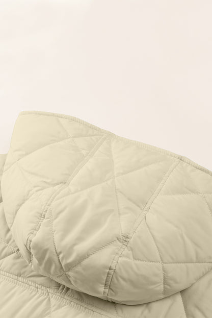 Quilted Snap Button Hooded Coat | Beige