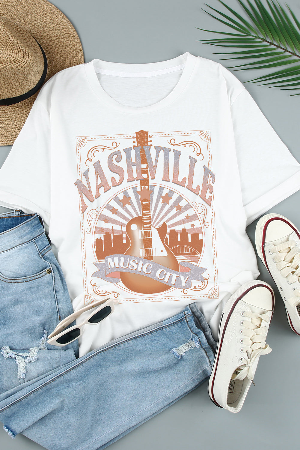 Music City Nashville Graphic T Shirt | White