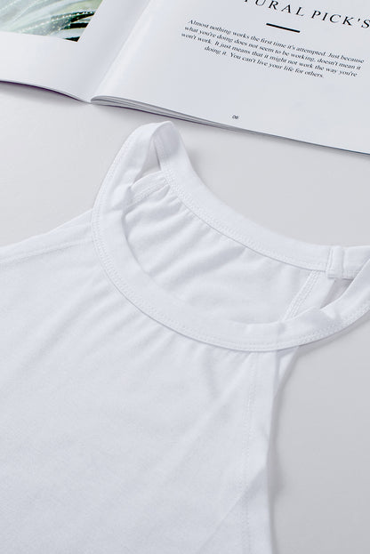 Solid Colour Crew Neck Tank Top | White