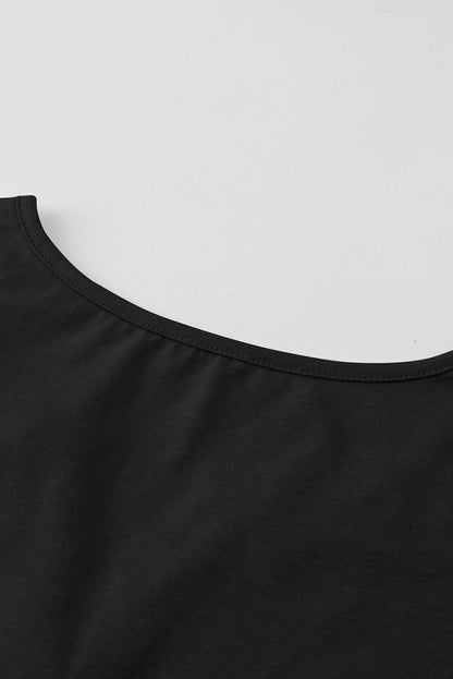 Solid Slim-Fit V Neck Tank Top | Black