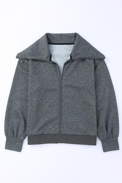 Zip Front Cape Knit Jacket | Gray