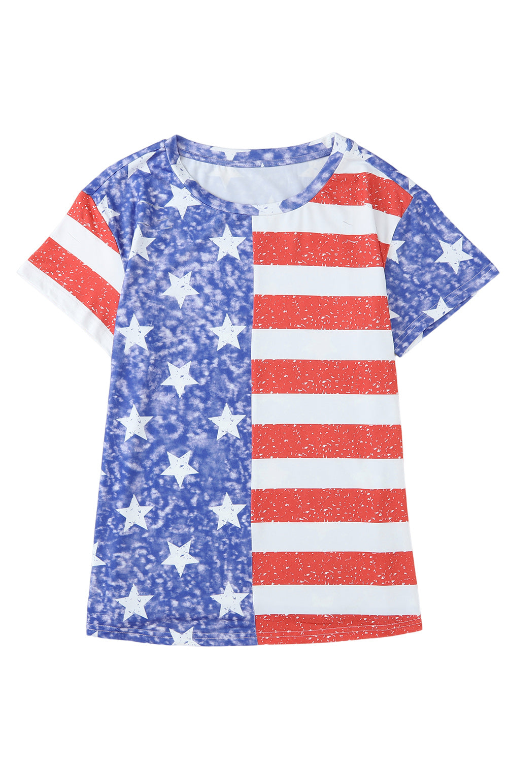 American Flag Print Distressed Crew Neck T Shirt | Stripe