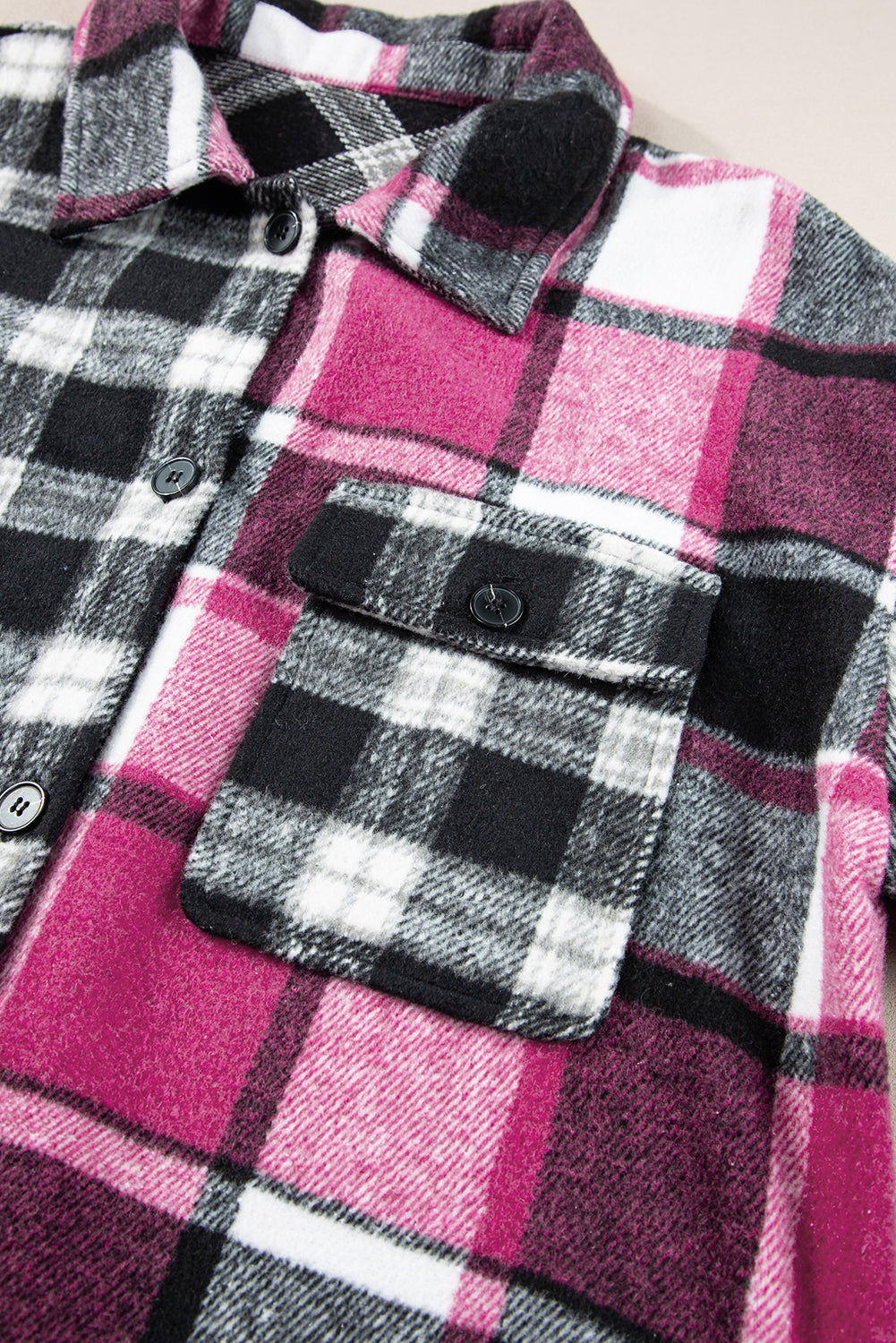 Plaid Colourblock Loose Shacket | Black