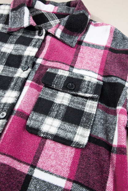 Plaid Colourblock Loose Shacket | Black