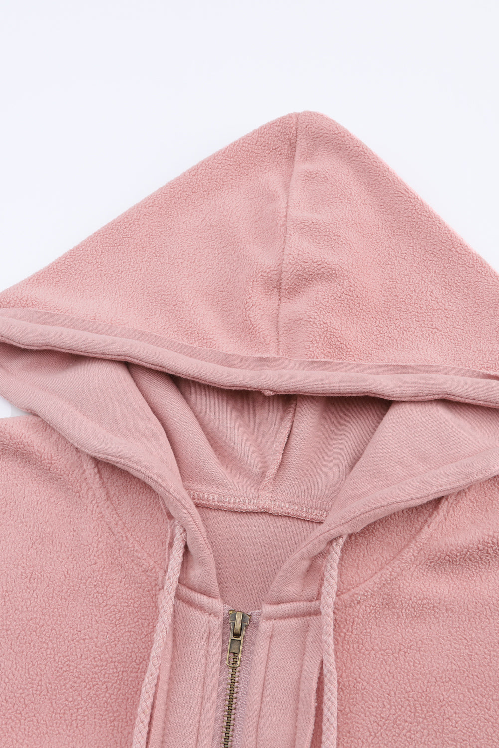 Flap Pocket Drawstring Hood Zip Up Jacket | Pink