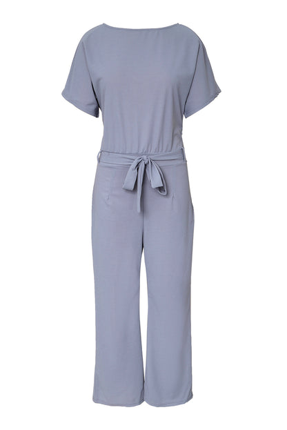 Oh So Glam Belted Wide Leg Jumpsuit | Gray