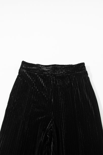 Solid Colour High Waist Flare Corduroy Pants | Black