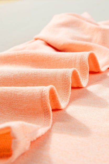 Button Detail Batwing Sleeve Casual Tee | Apricot Pink