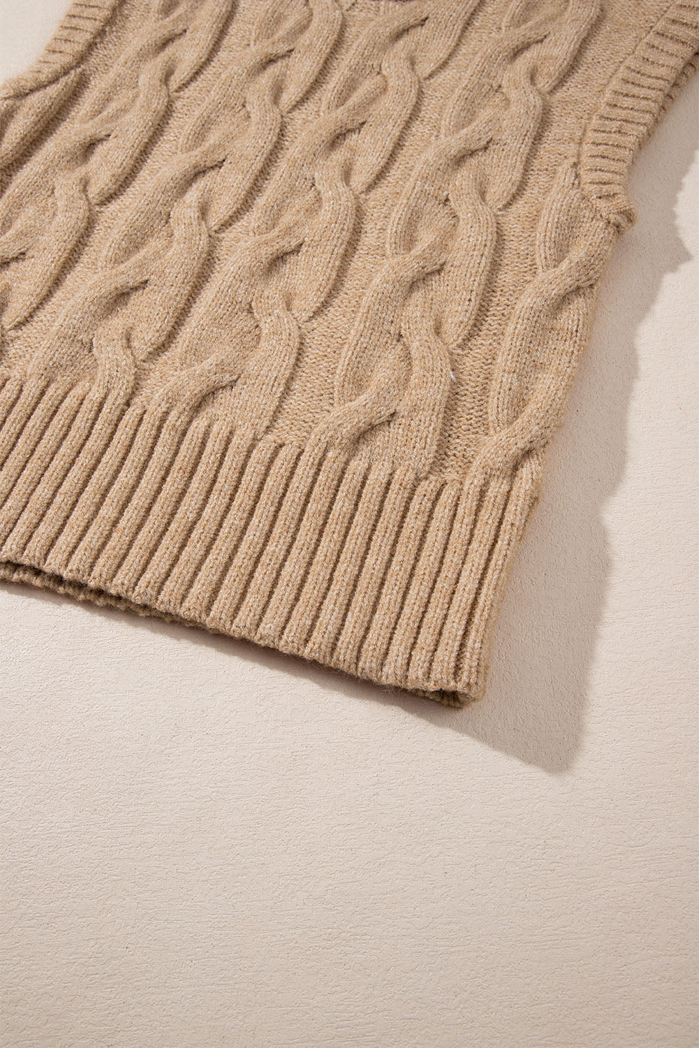 Cap Sleeve Cable Knit Sweater | Light French Beige