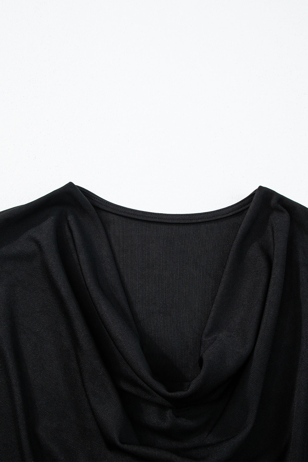 Cowl Neck Bat Sleeve T Shirt | Black