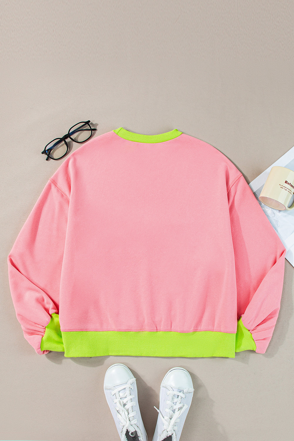 Game Day Glitter Colour Block Crew Neck Sweatshirt | Pink