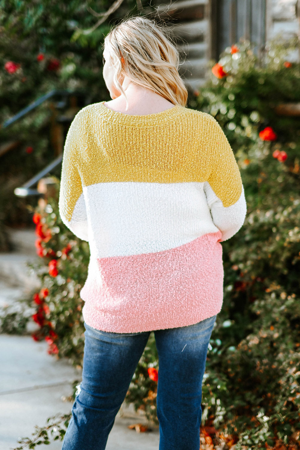 Colourblock Bubble Sleeve Plus Size Sweater | Yellow