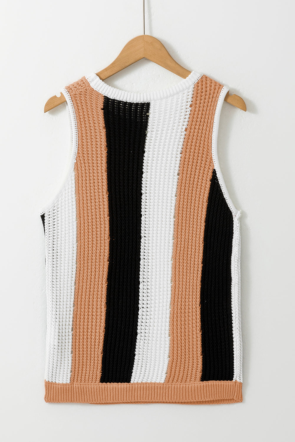 Colour Block Sleeveless Knitted Sweater Vest | Khaki Stripe