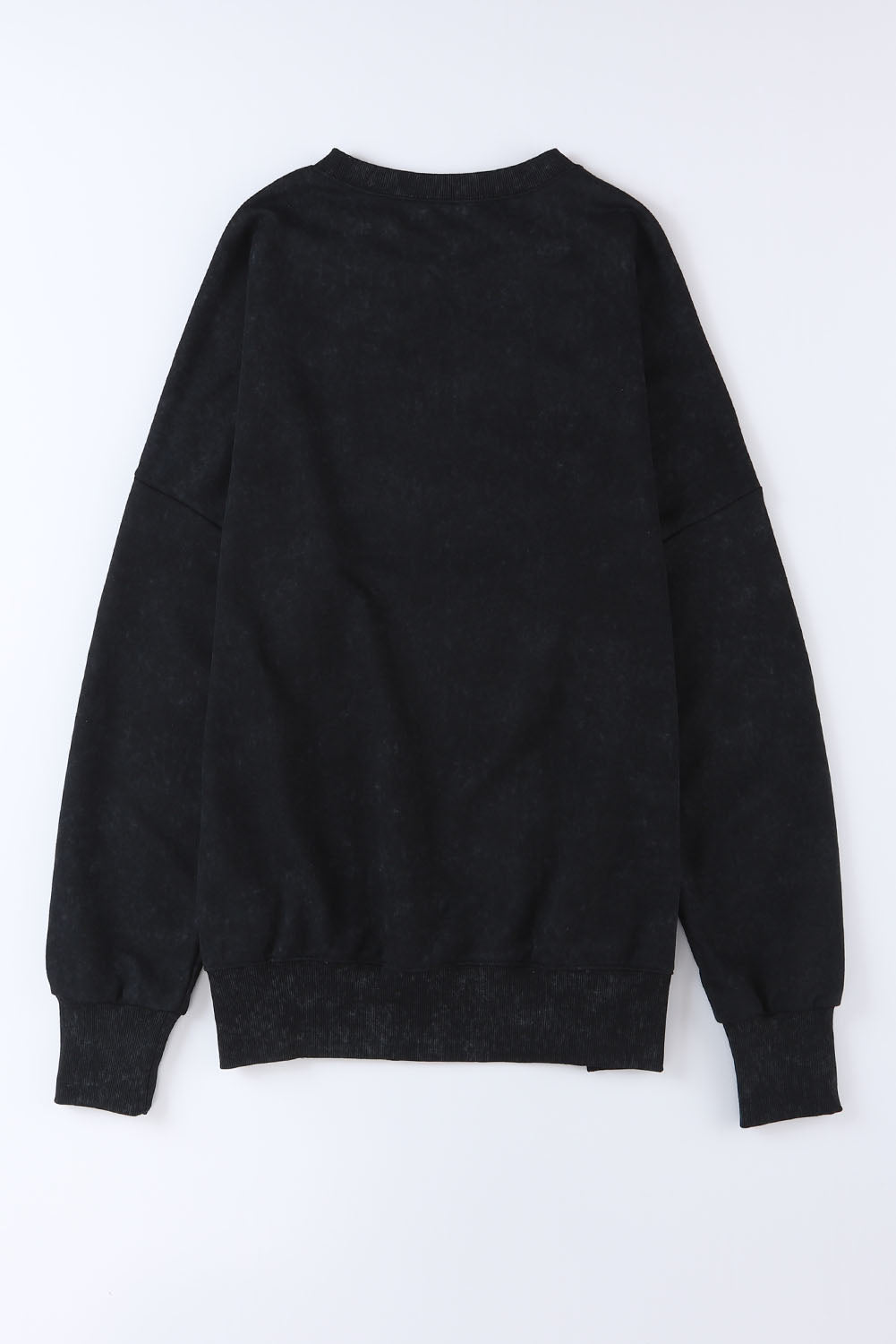 Drop Shoulder Ribbed Trim Oversized Sweatshirt | Black