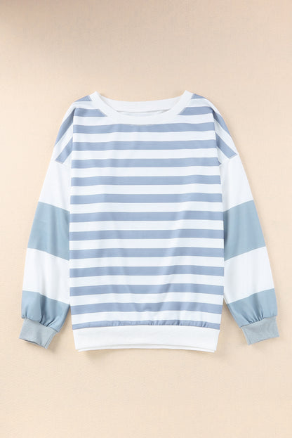 Drop Shoulder d Pullover Sweatshirt | Stripe