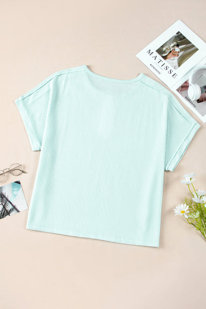 Plus Size Textured Henley T Shirt | Iceland Blue