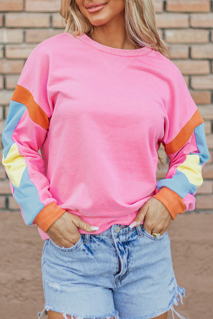 Candy Colourblock French Terry Top | Pink