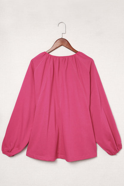 Split V Neck Dolman Top | Rose