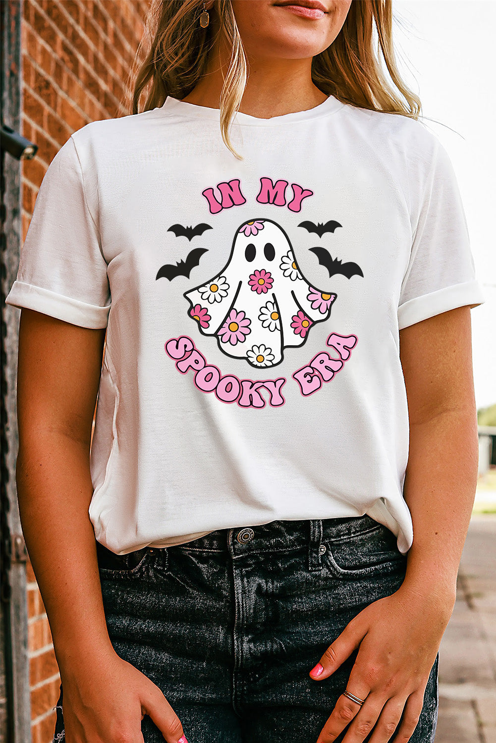 In My Spooky Era Halloween Ghost Graphic Tee | White