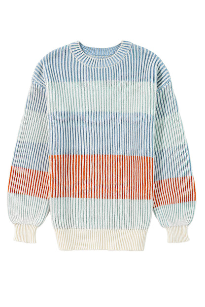 Colourblock Textured Knit Bubble Sleeve Sweater | Multicolour