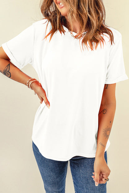 Casual Plain Crew Neck Tee | White