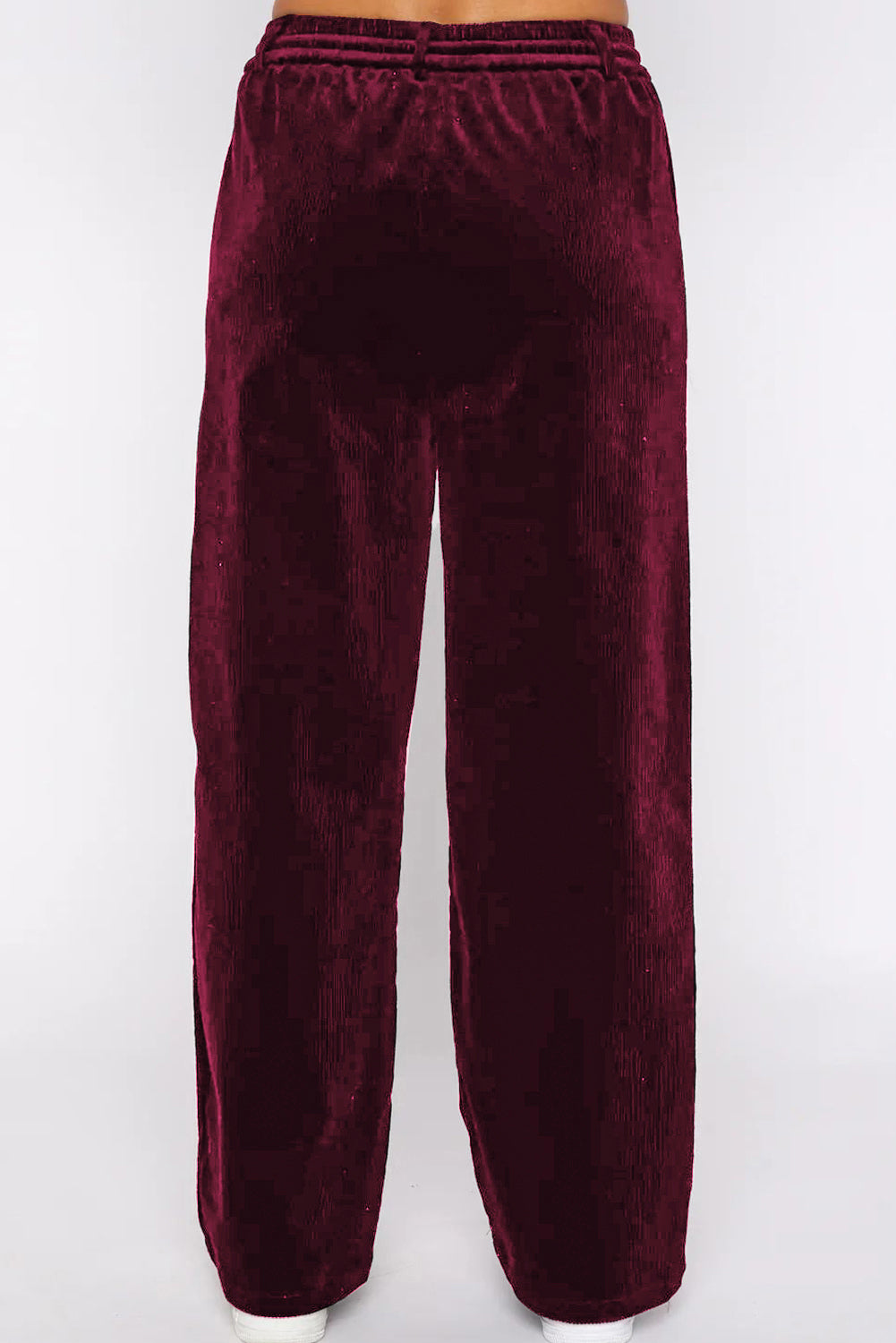 Solid Drawstring Waist Wide Leg Pants | Burgundy