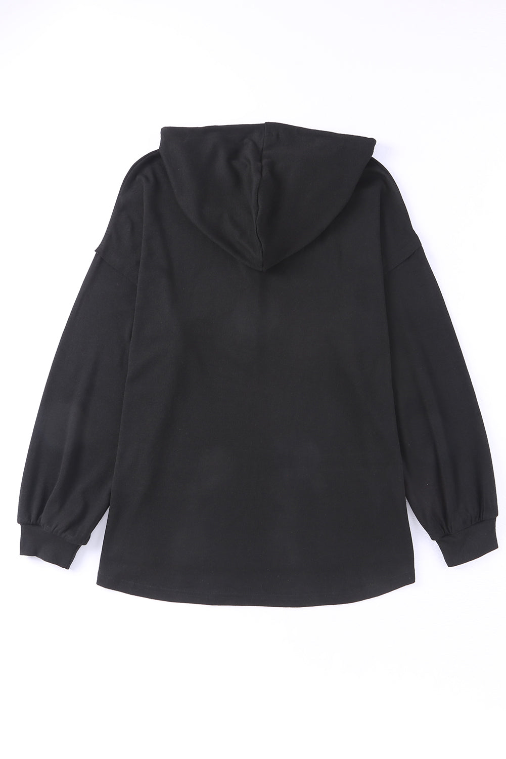 Buttoned High And Low Hem Hoodie | Black