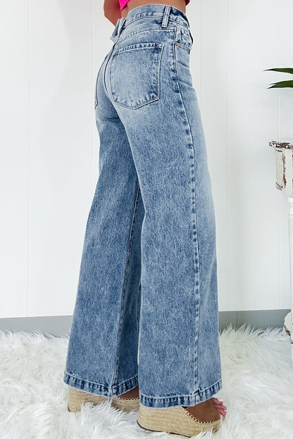 Central Seamed Wide Leg High Waist Jeans | Dusk Blue