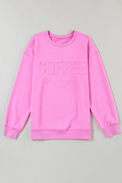 Coffee Letter Embossed Casual Sweatshirt | Bonbon