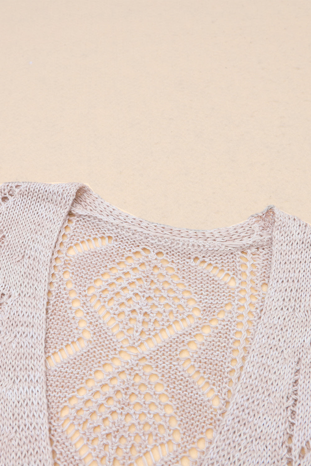 Hollow-Out Openwork Knit Cardigan | Khaki