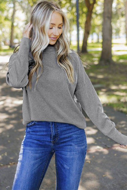 Ribbed Zip Knit Top | Gray