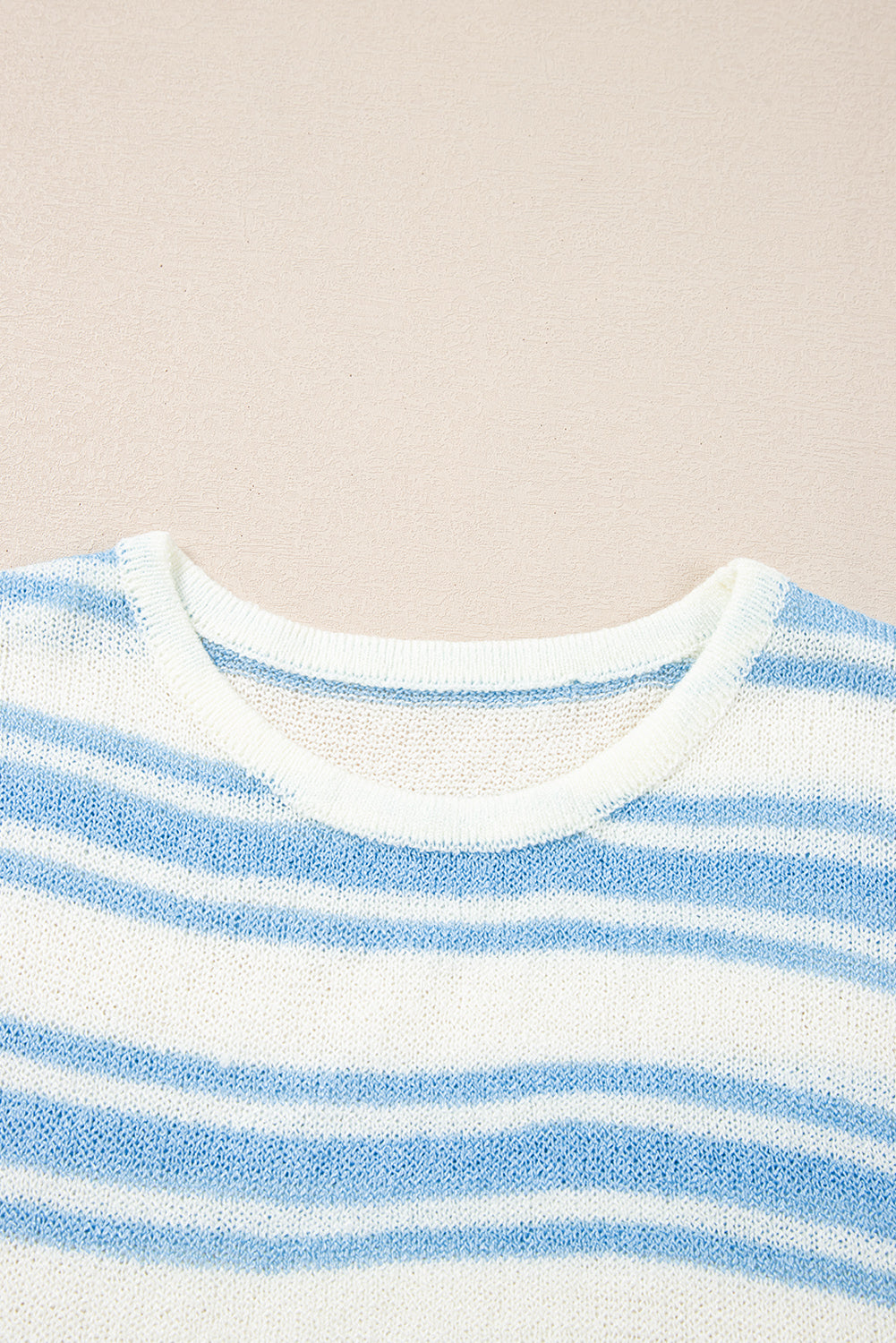 Boxy Fit Wide Sleeve Sweater T Shirt | Sky Blue Stripe