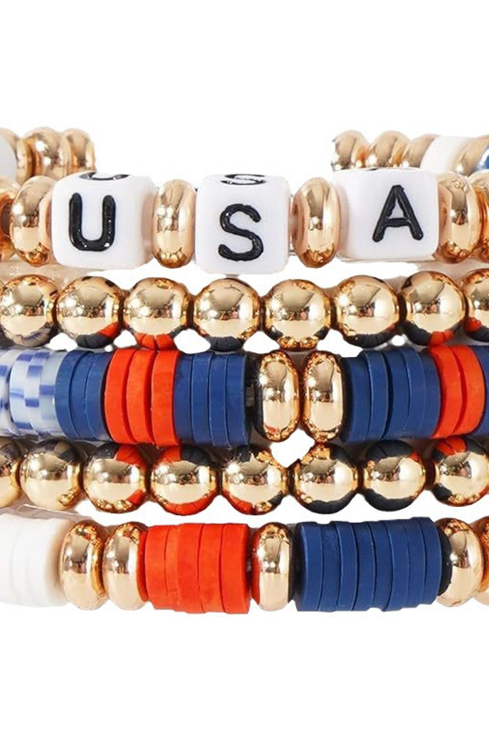 5Pcs Usa Independence Day Beaded Bracelet Set | Multicolour