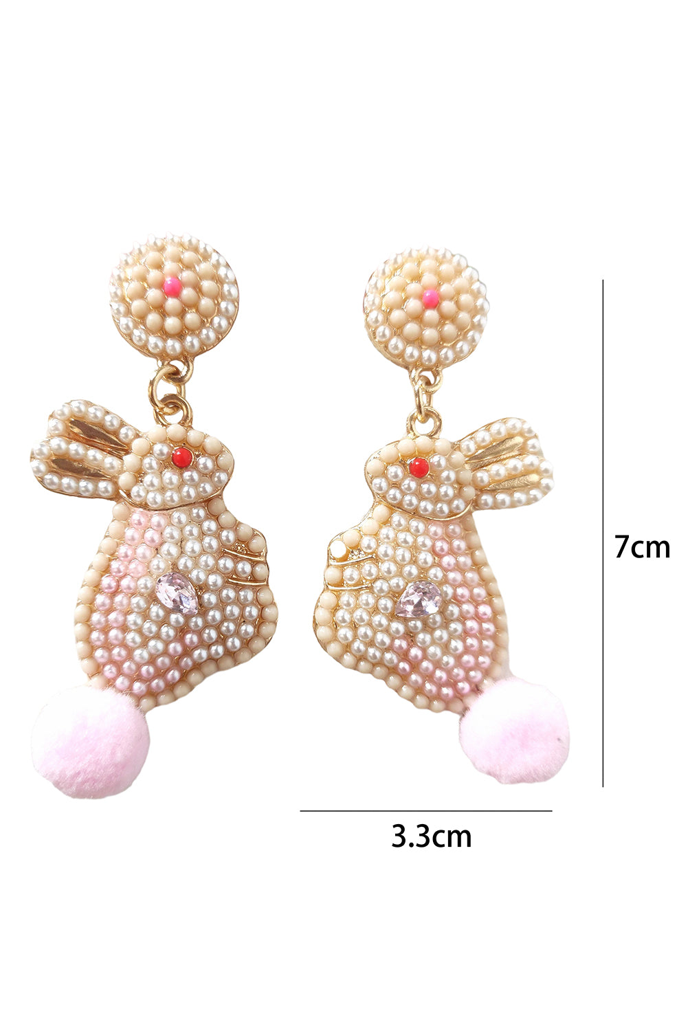 Easter Bunny Pearl Beaded Earrings | Pink