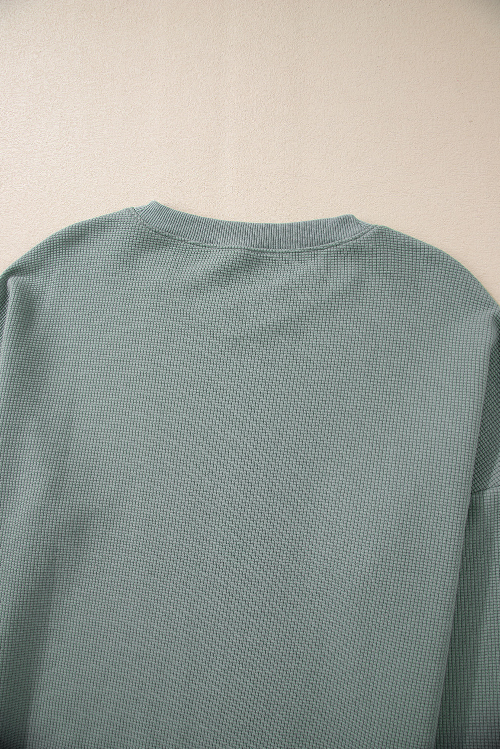 Waffle Knit Drop Shoulder V Neck Top | Clearly Aqua