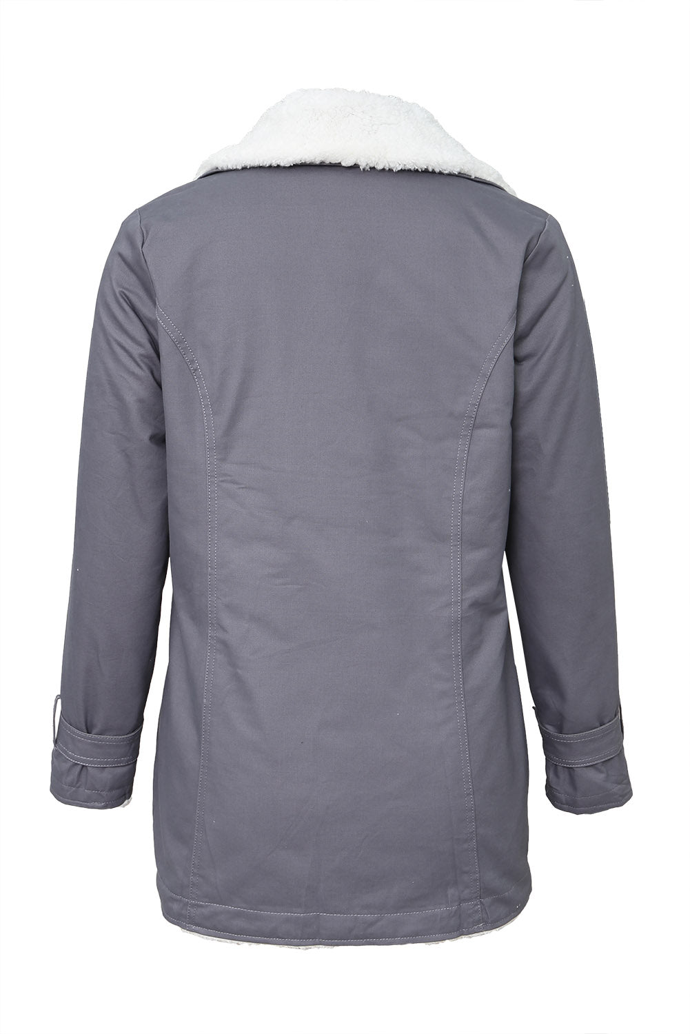 Lapel Collar Button Fleece Jacket | Gray