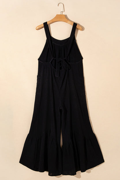 Wide Leg Ruffle Jumpsuit | Black