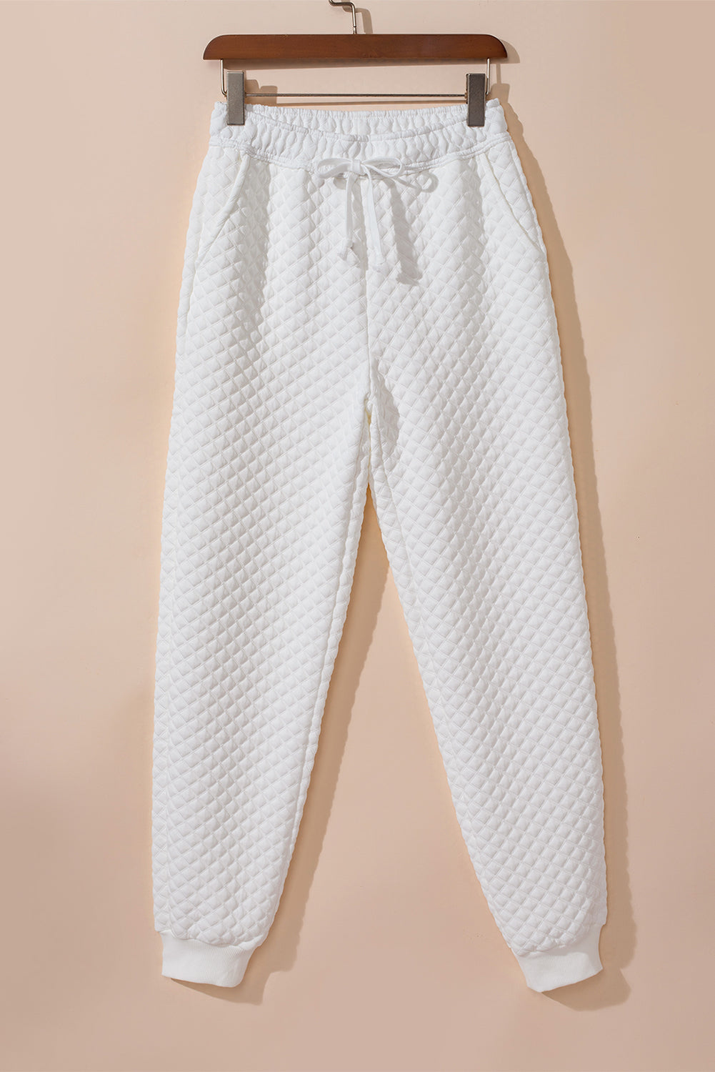 Quilted Hoodie And Sweatpants Two Piece Set | White