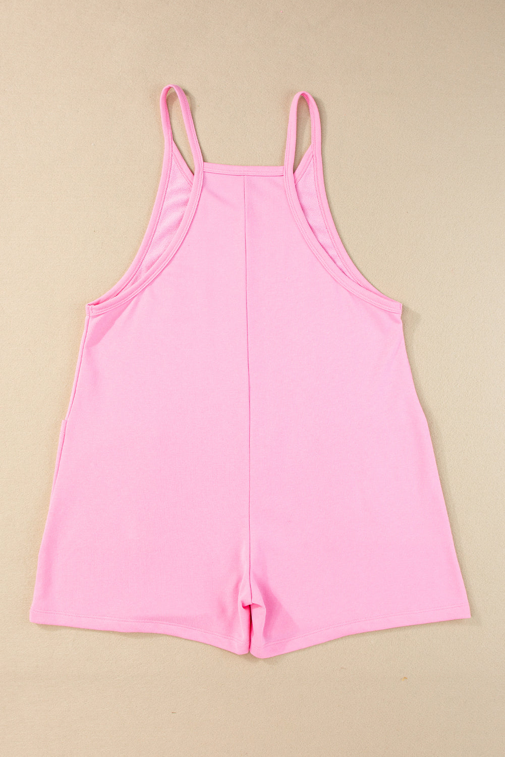 Sleeveless Pocketed V Neck Jersey Romper | Pink