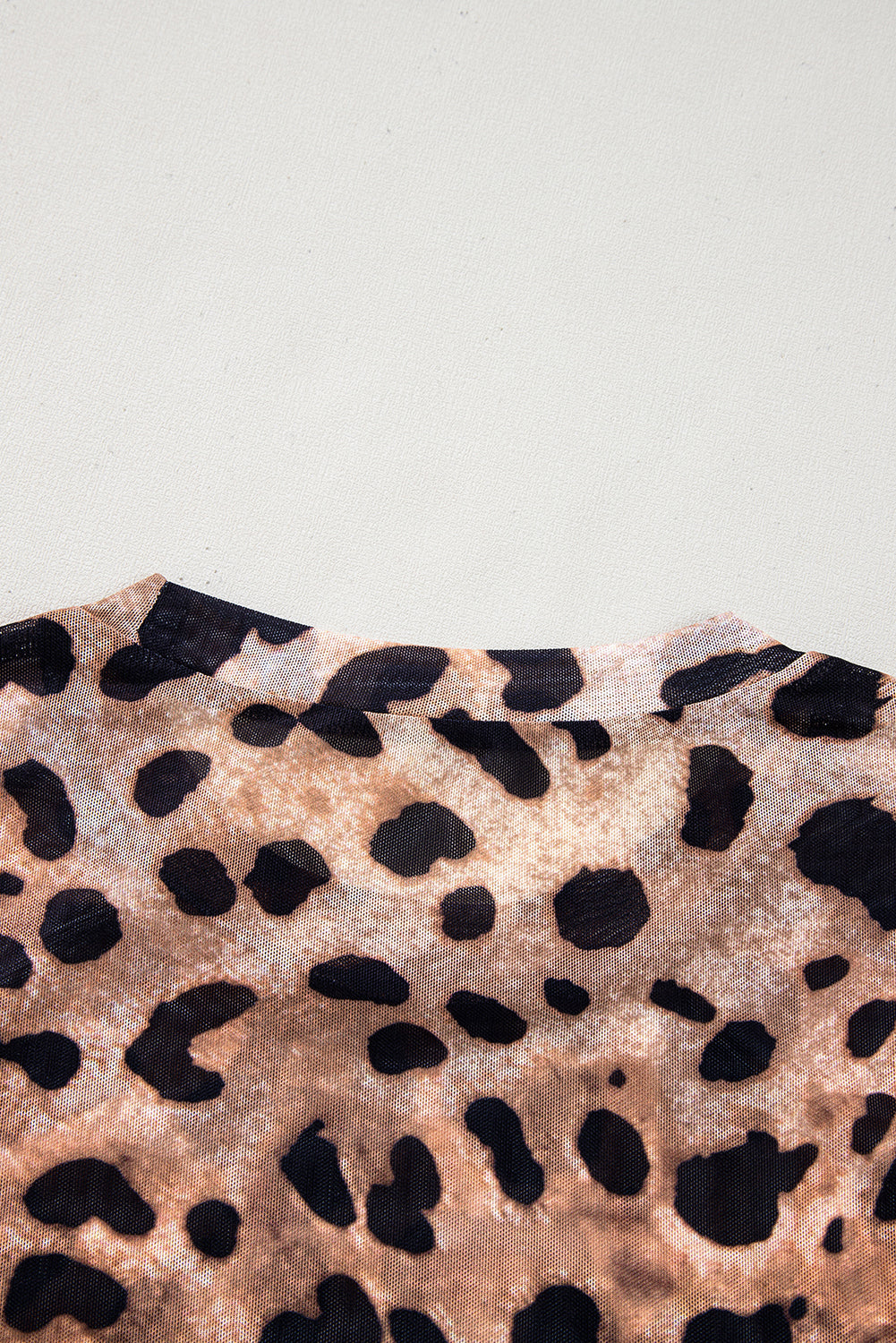 Leopard Round Neck Long Sleeve Slim Top | Brown