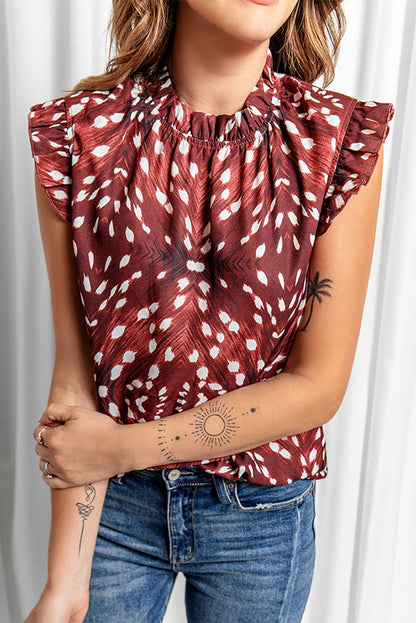 All Over Print Flutter Tank Top | Brown