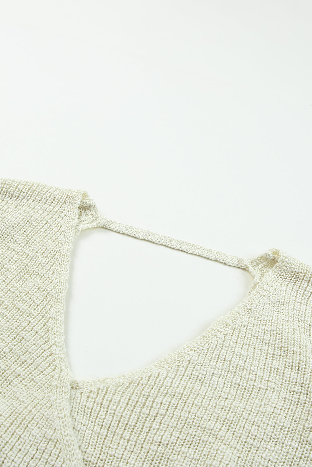 V Neck Wrap Backless Knit Sweater | Beige