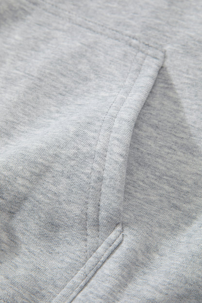 Fleece Lined Kangaroo Pocket Drawstring Chunky Hoodie | Light Grey