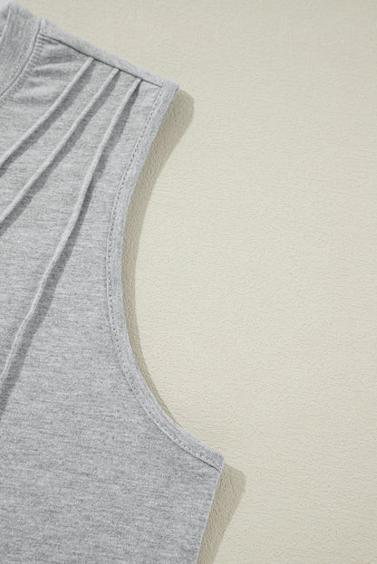 Crew Neck Pleated Tank Top | Gray