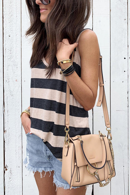 d V Neck Tank Top | Stripe